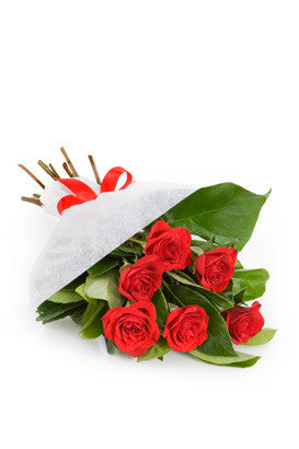 Bouquet composed of six red roses italian florist delivery.
