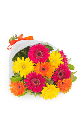 Multi color gerberas bouquet prepared by italian florists.